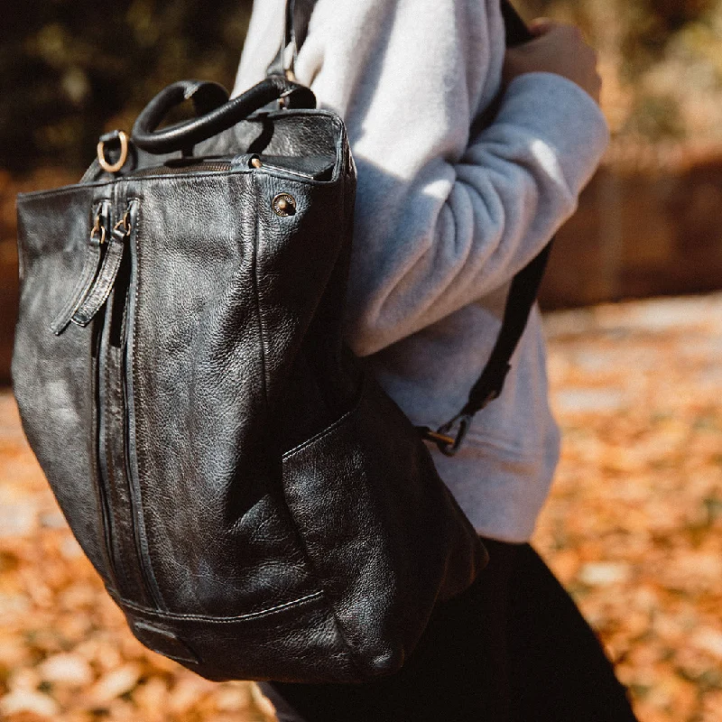 Colorful woven tote bags for a summer-ready accessory that stands out -The Compass Satchel, Black