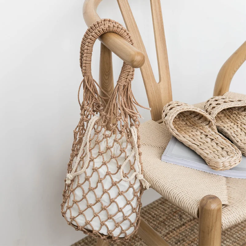 Elegant silk tote bags for luxurious, lightweight accessory options for events and parties -The Macrame Mini Shopper