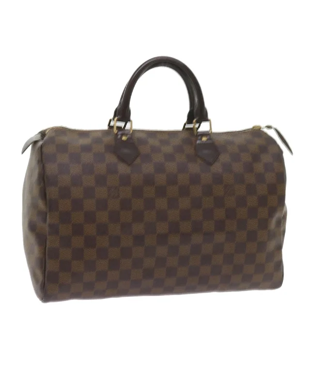 Printed Handle Bags with Patterns -Damier Ebene Speedy Hand Bag - LV Authentic