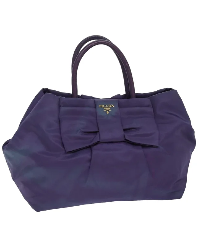 Fabric tote bags with unique textures like velvet or suede for a touch of luxury -Nylon Hand Bag with Guarantee Card and Handle Drop