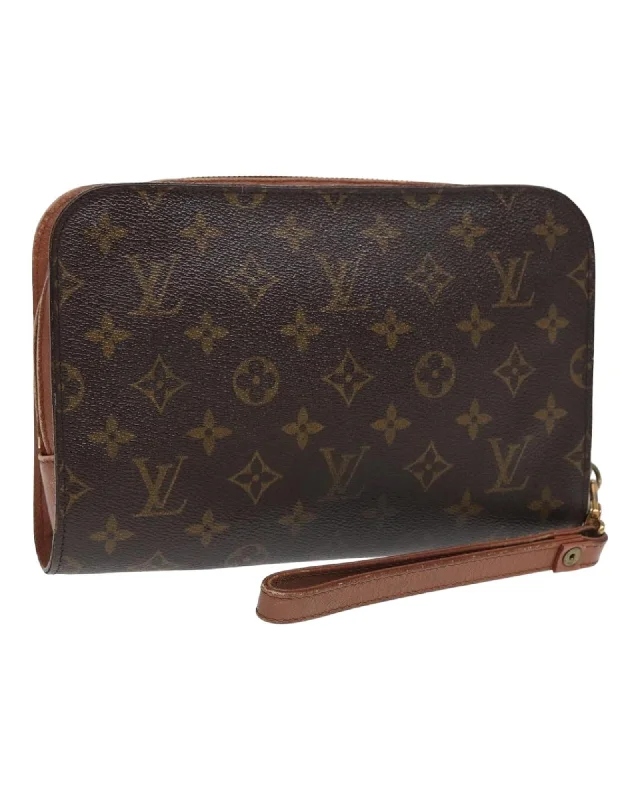 Fold-over tote bags with stylish flaps for a more fashionable and functional look -Monogram Canvas Clutch Bag with Authenticity