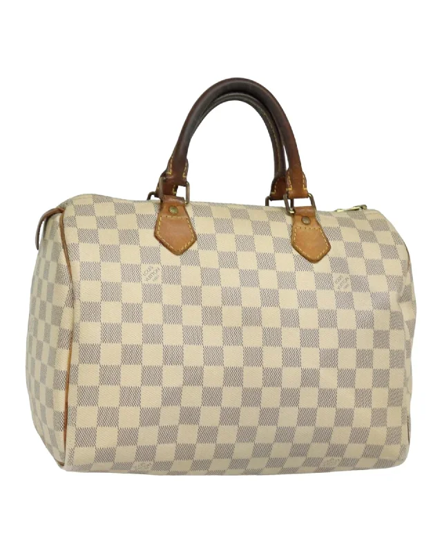 Simple yet stylish beige tote bags for a neutral, versatile accessory option -Damier Azur Speedy 30 Canvas Hand Bag