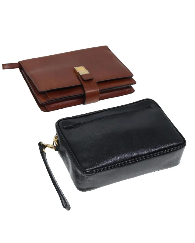 Minimalist Handle Bags for Simplicity -Leather Clutch Bag Set with Dust Bag