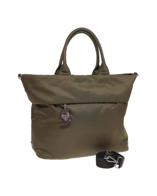 Fold-over tote bags with stylish flaps for a more fashionable and functional look -Nylon Tote Bag with Shoulder and Handle Straps