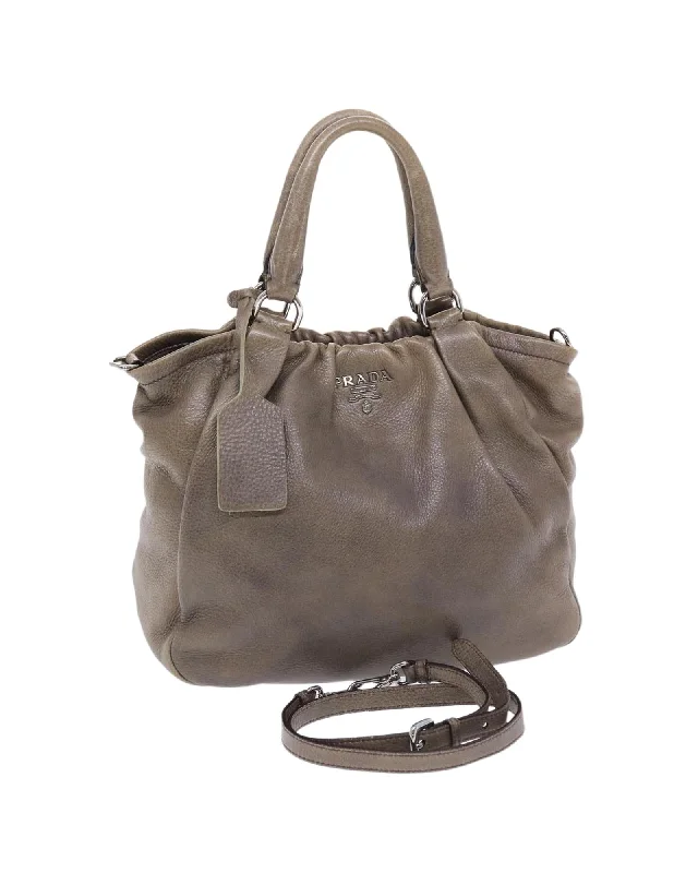 Sustainable Handle Bags for Green -Brown Leather 2way Hand Bag