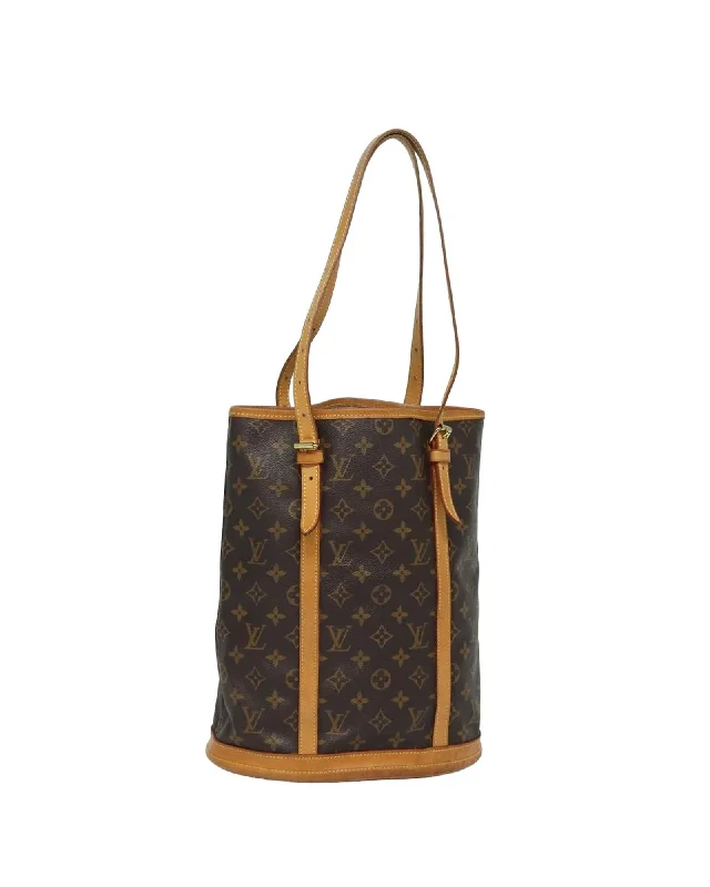 Office Handle Bags for Supplies -Monogram Canvas Bucket Shoulder Bag with Adjustable Strap