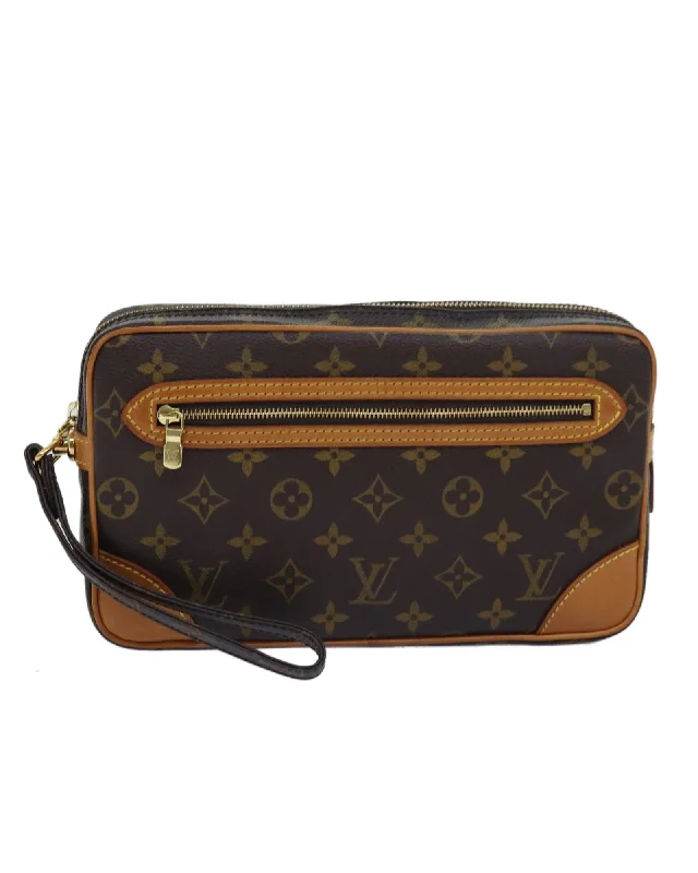 Leather Handle Bags for Women -Monogram Canvas Clutch Bag with Dust Bag