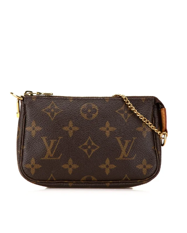 Pearl Handle Bags for Elegance -Louis Vuitton Pochette Accessoires Monogram Canvas Chain Bag