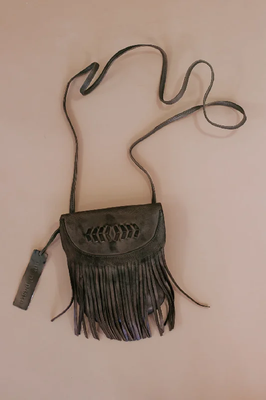 Clutch Handle Bags for Evening -Willow Fringe XBody , Grey