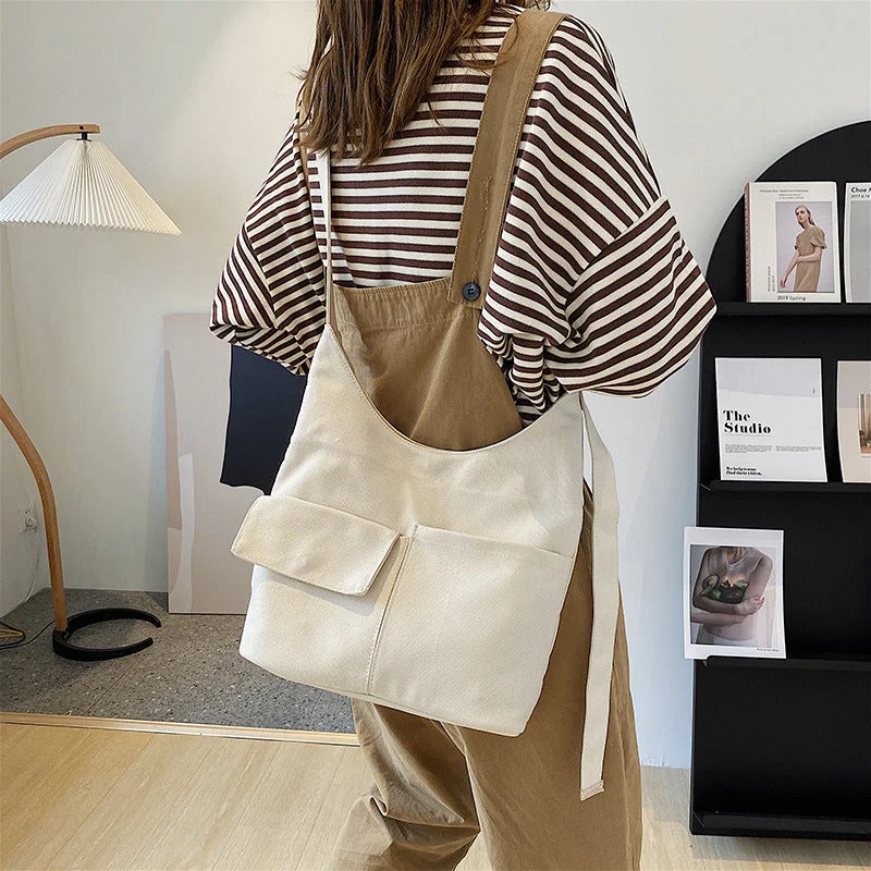 High-end leather tote bags with custom finishes for a luxury, bespoke option -Women's Fashion Large Capacity Canvas Solid Color Casual Bag