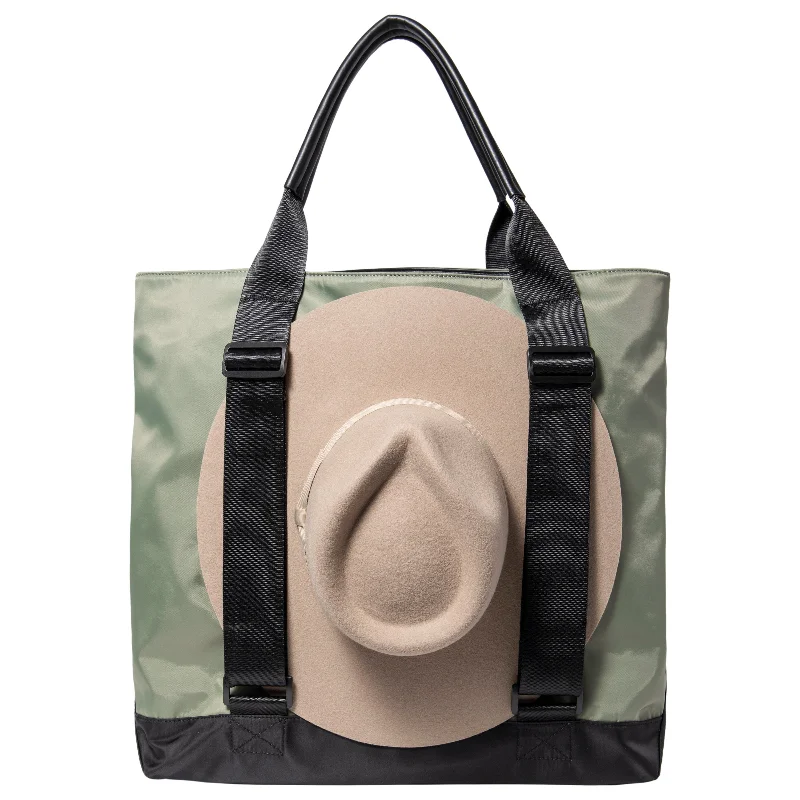 Foldable tote bags for quick storage and convenient use when traveling or shopping -The BlackSmith Tote Bag with Hat Holder