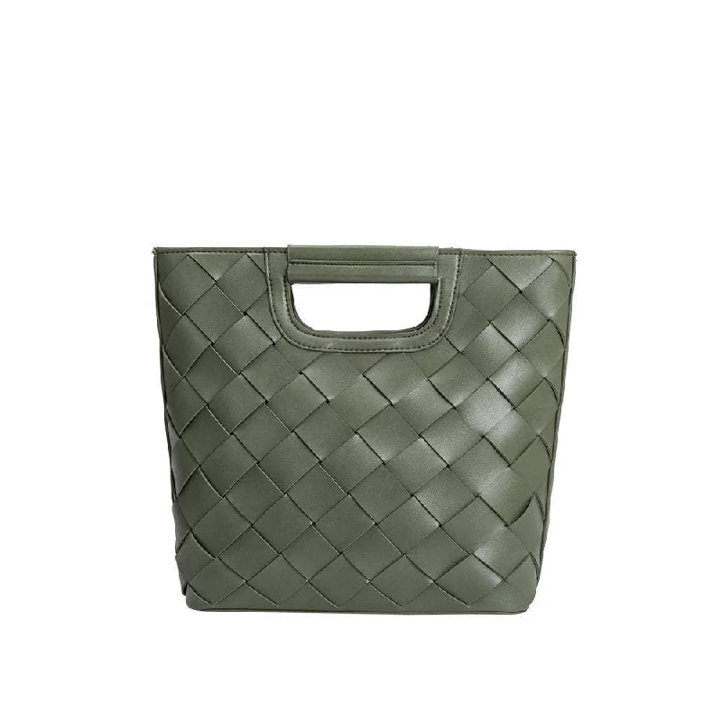 Cotton Handle Bags for Comfort -Woven Top Handle Bag - Green