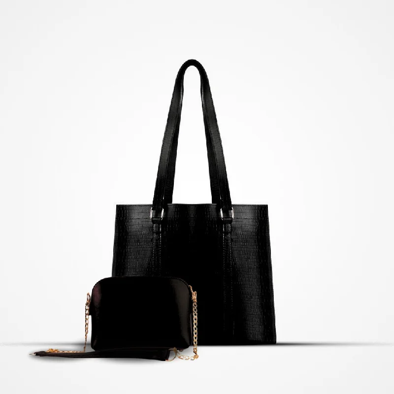 Large capacity tote bags for travel, work, or everyday life with plenty of space -ZARA 2 PCS  BLACK