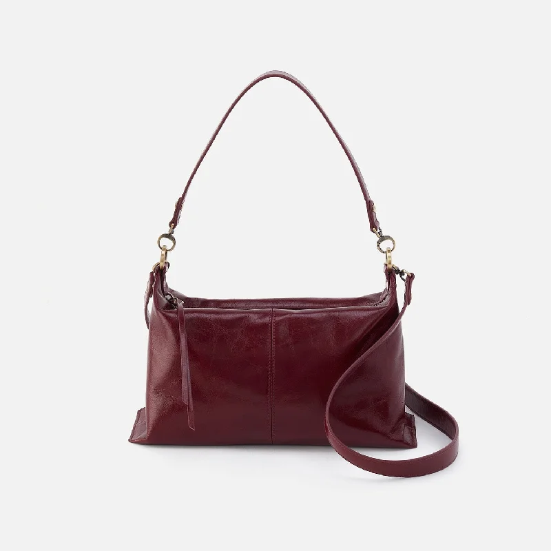 Rugged leather crossbody bags aging into unique patinas -Avon Shoulder Bag In Polished Leather - Winterberry