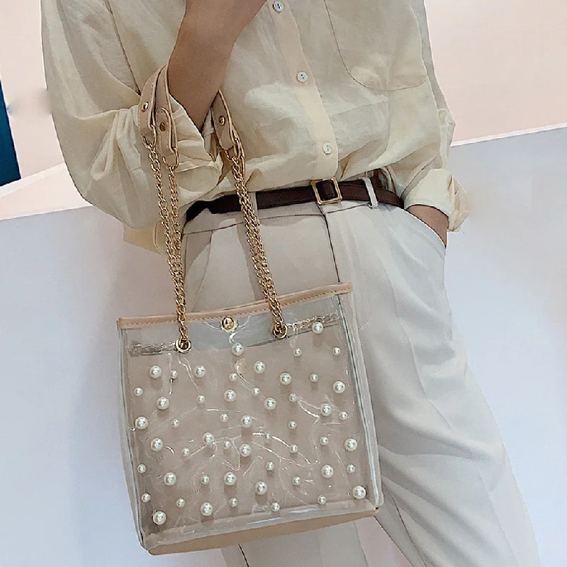 Waterproof polyester crossbody bags ideal for rainy days -Bags For Women Clear Transparent Pearl