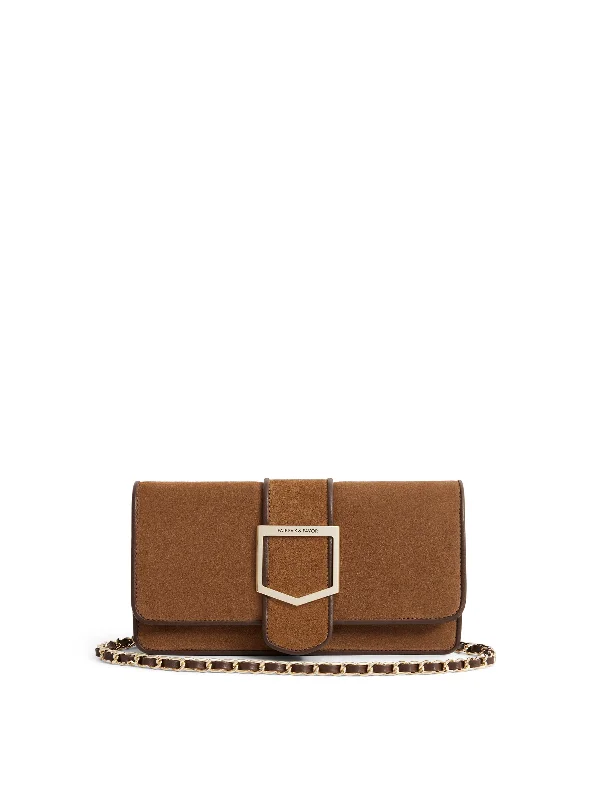 Rich burgundy crossbody bags for warm fall elegance -Belmont Clutch - Tan Suede