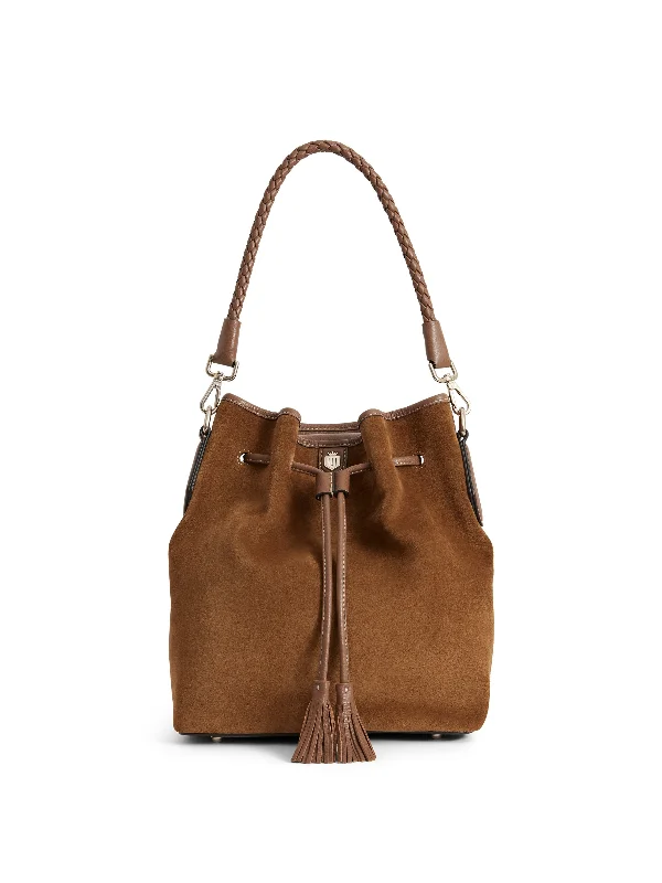 Tiny coin crossbody bags for minimal accessory lovers -Bibury Bucket Bag - Tan Suede