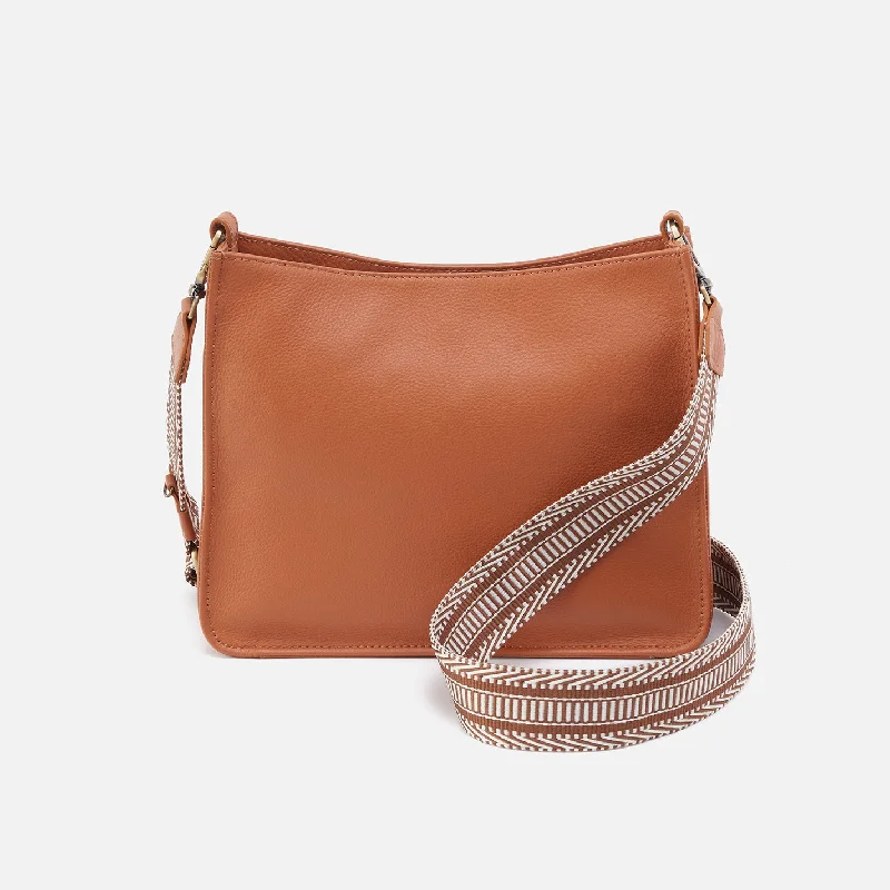 Mini bucket crossbody bags with drawstring closure style -Cass Crossbody In Pebbled Leather - Butterscotch