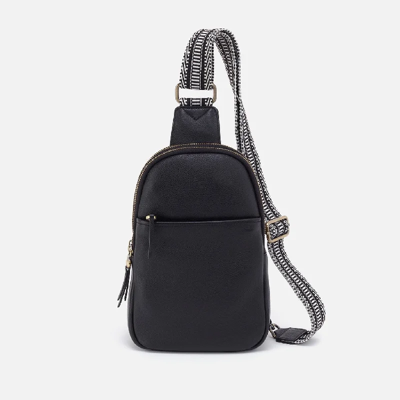 Soft leather crossbody bags aging beautifully over time -Cass Sling In Pebbled Leather - Black