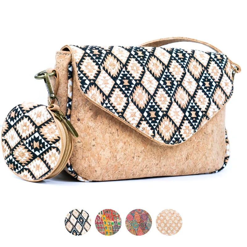 RFID-protected leather crossbody bags ensuring card safety daily -Cork Pattern Printed Women's Crossbody Bag BAG-2293