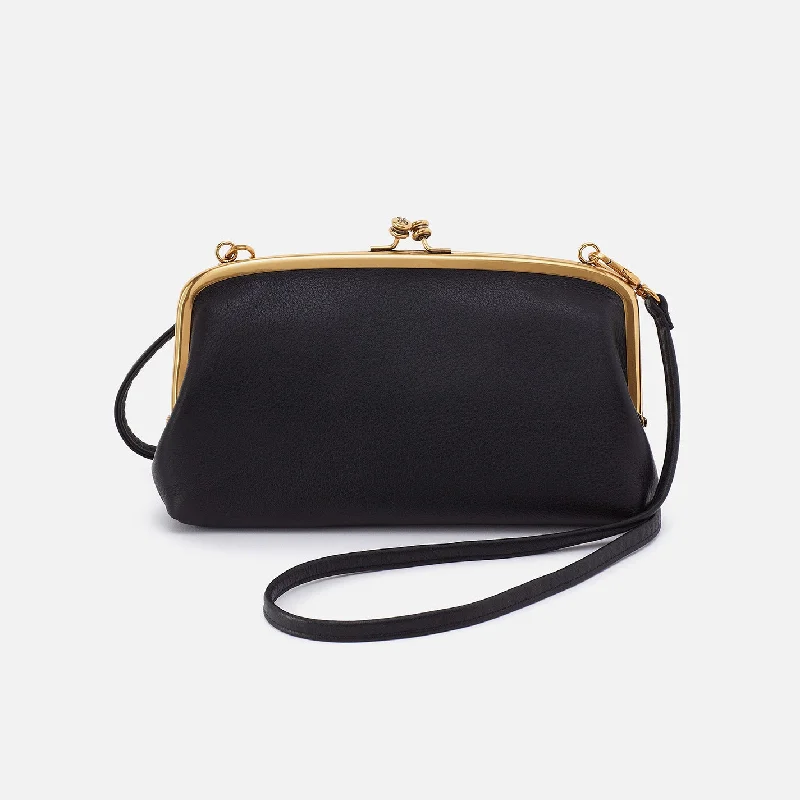 Spacious vegan crossbody bags for eco-conscious fashion lovers -Cora Wallet Crossbody In Pebbled Leather - Black