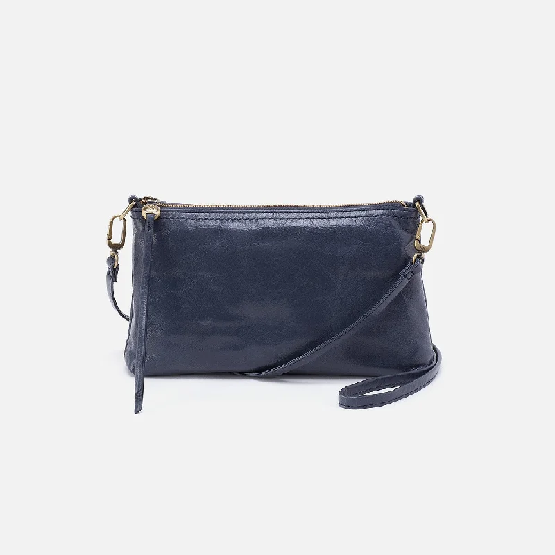 Minimalist sling crossbody bags for hands-free convenience -Darcy Crossbody In Polished Leather - Blue Stone