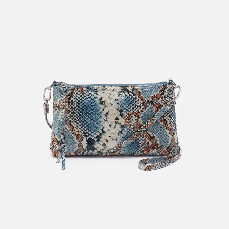 Anti-theft zipper crossbody bags for secure city adventures -Darcy Crossbody In Printed Leather - Blue Tempest