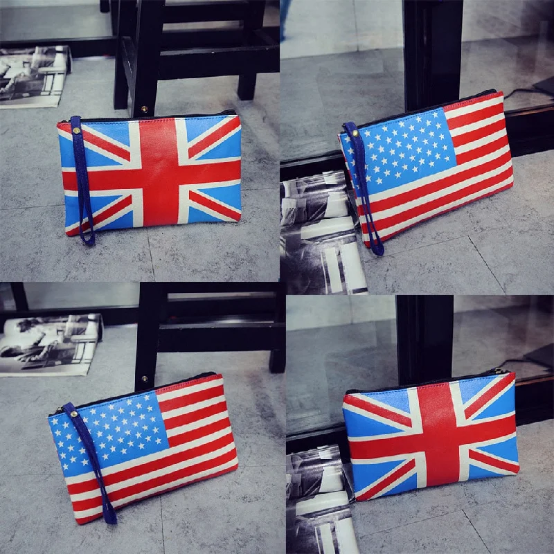 Convertible clutch crossbody bags for versatile styling options -Fashion Lady Classic Vintage Flag Clutch Bag