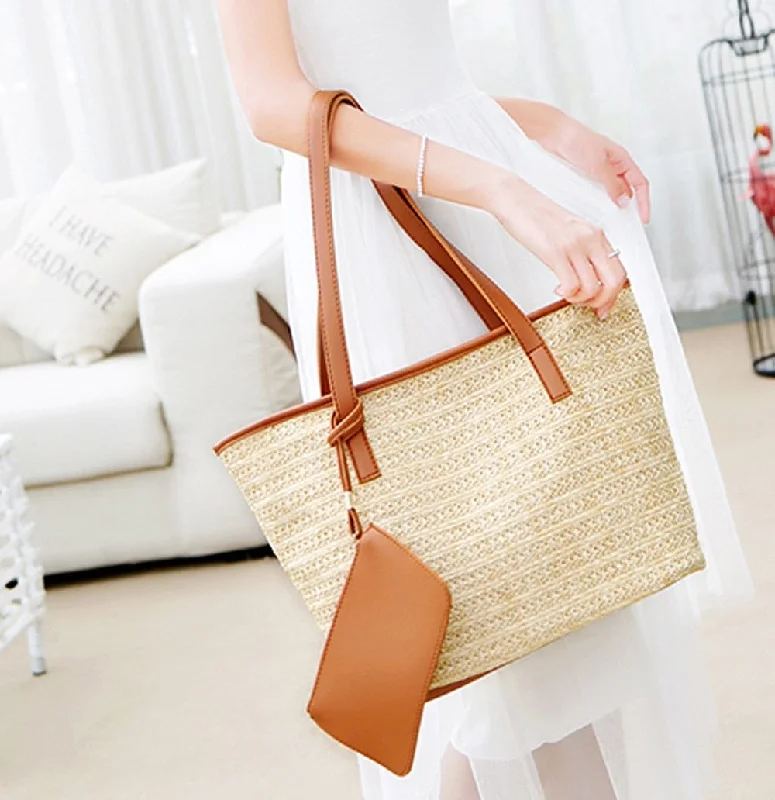 Minimalist sling crossbody bags for hands-free convenience -Fashion Women Casual  Bag Straw Bags