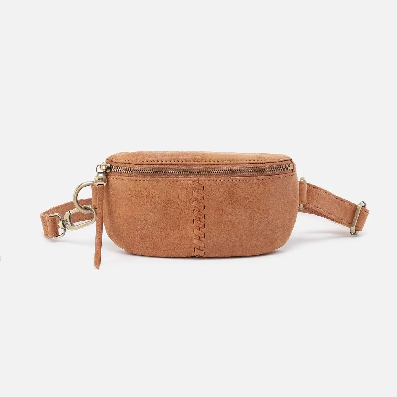 Waterproof vinyl crossbody bags perfect for poolside lounging -Fern Belt Bag In Buffed Leather - Whiskey