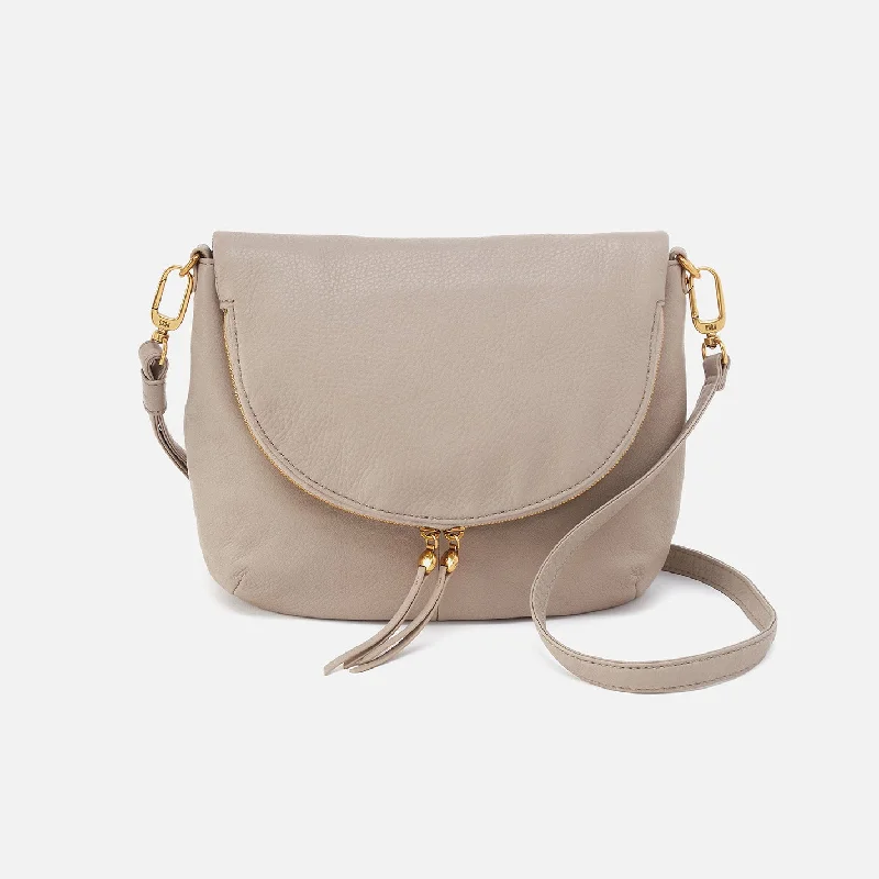 Premium calfskin crossbody bags for timeless luxury wear -Fern Foldover Messenger In Pebbled Leather - Taupe