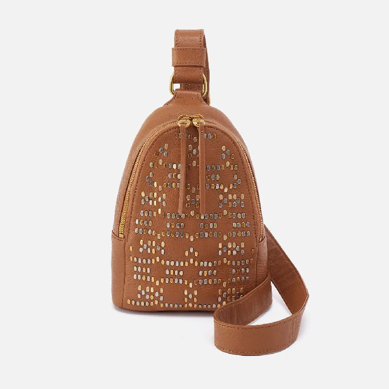 RFID-protected leather crossbody bags ensuring card safety daily -Fern Sling In Pebbled Leather - Warm Honey