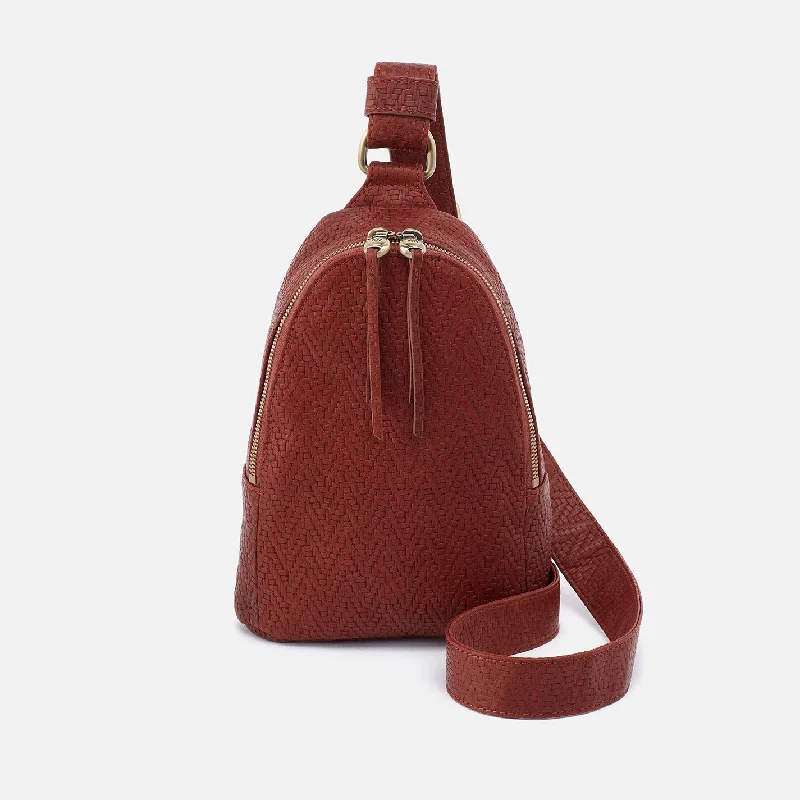 Sporty neoprene crossbody bags perfect for gym sessions -Fern Sling In Soft Embossed Leather - Tuscan Brown