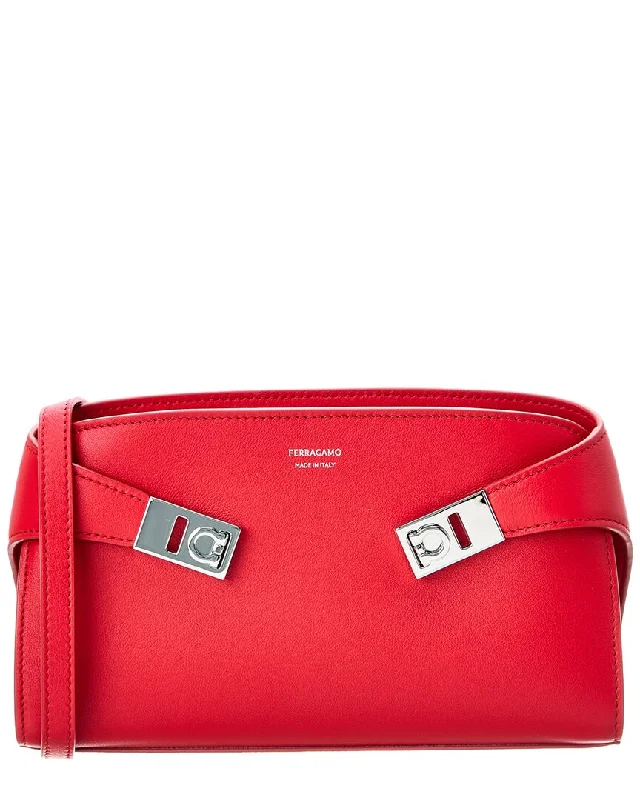 Durable cordura crossbody bags built for rugged travel -Ferragamo Hug Bicolor Leather Crossbody