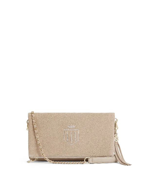 Lightweight packable crossbody bags folding into tiny pouches -Finsbury Clutch - Stone