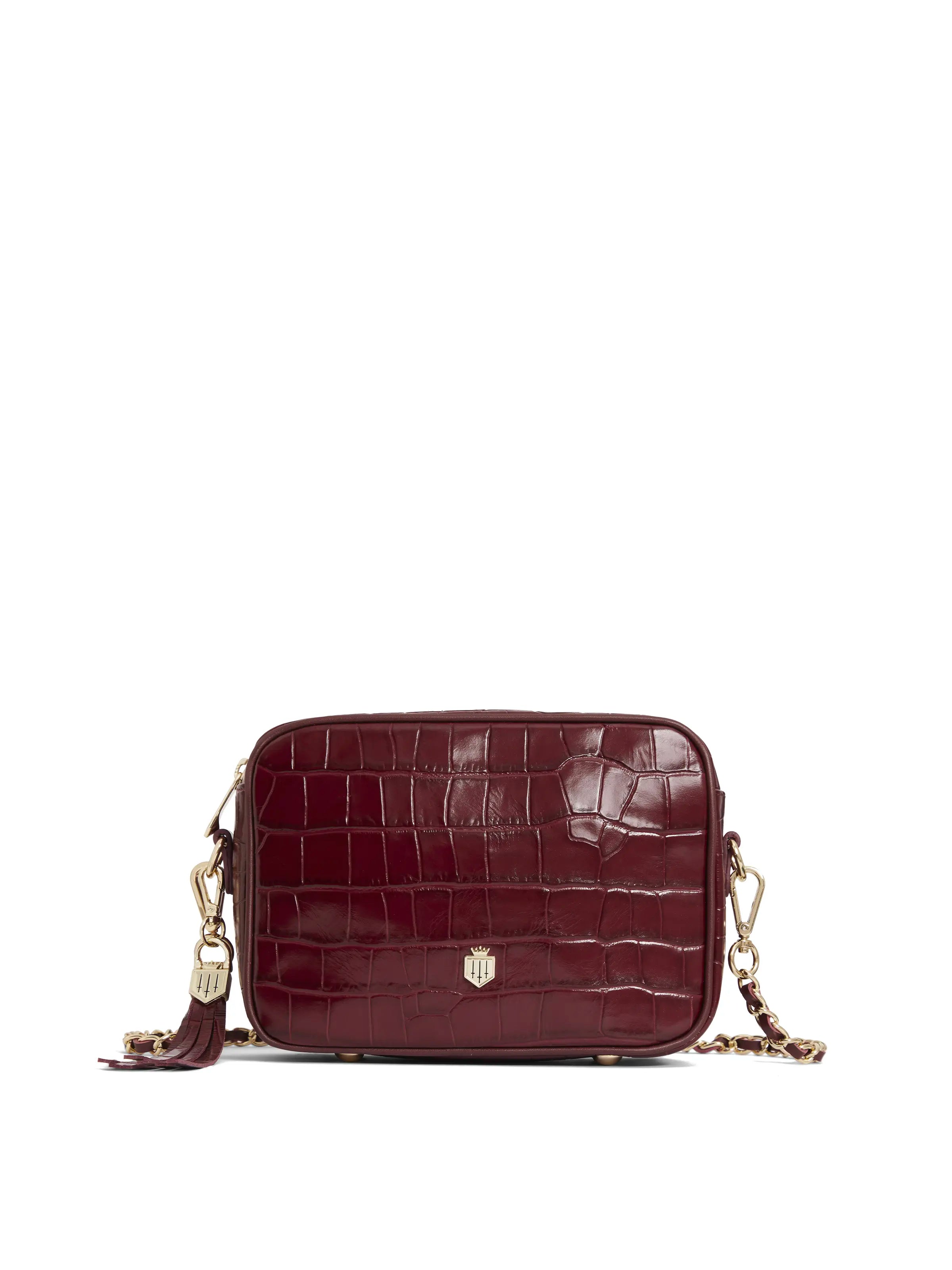 Colorful denim crossbody bags adding playful casual flair -Finsbury - Ruby Croc Print