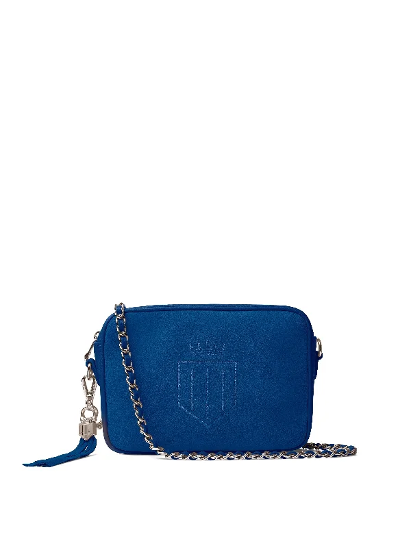 Compact phone crossbody bags for lightweight travel ease -Finsbury - Porto Blue Suede