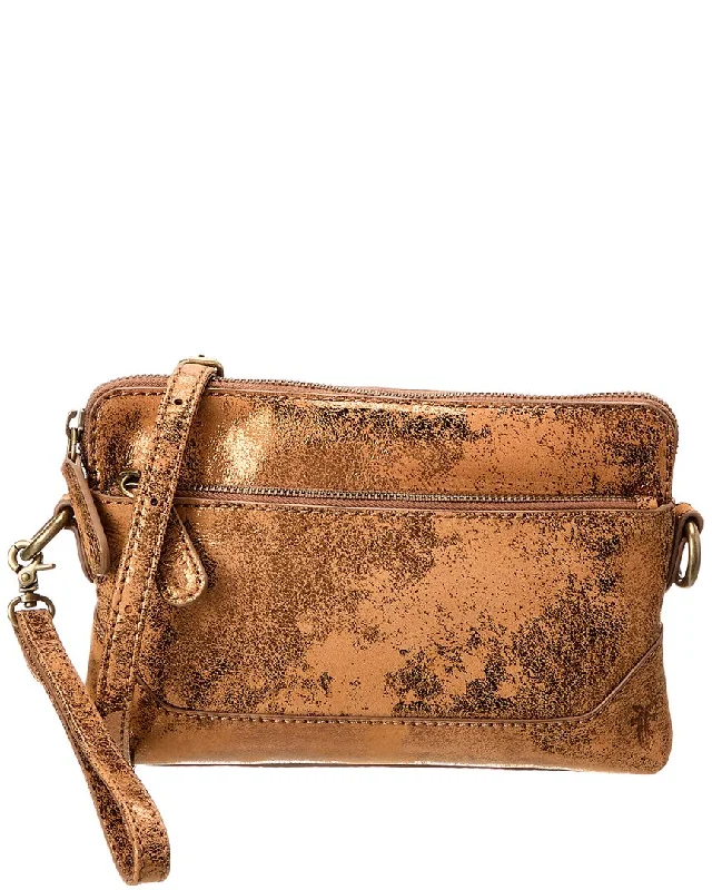 Soft corduroy crossbody bags with retro tactile charm -Frye Melissa Metallic Leather Crossbody Wristlet