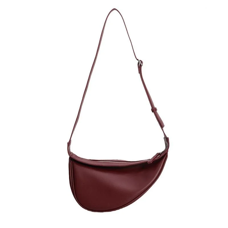 Structured boxy crossbody bags with modern geometric appeal -Half Moon Leather Chest Bag