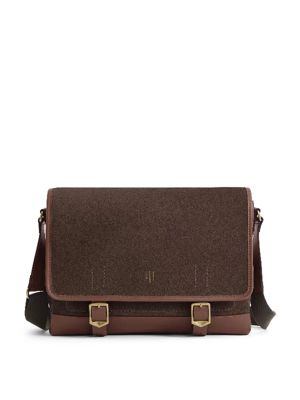 Waterproof polyester crossbody bags ideal for rainy days -Hampstead Messenger Bag - Chocolate