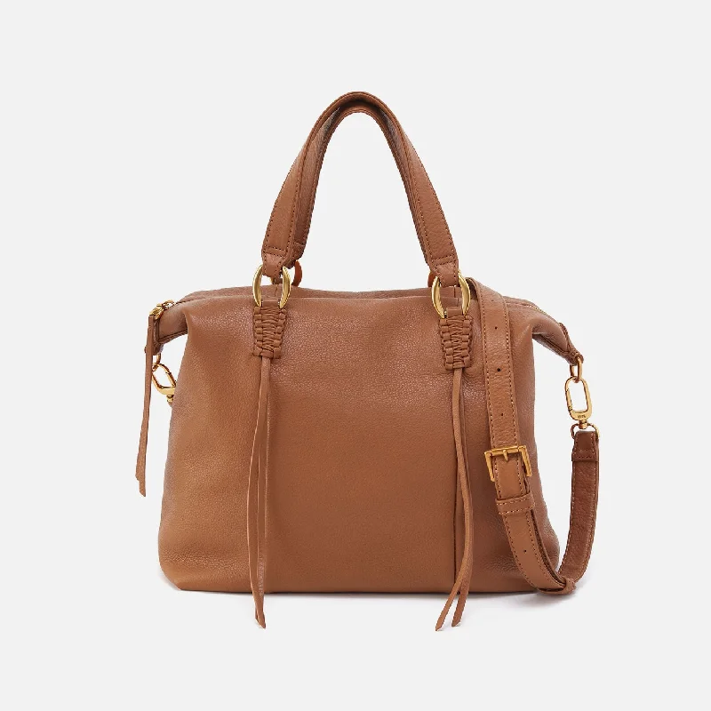 Sleek microfiber crossbody bags resisting stains and wear -Harley Satchel In Pebbled Leather - Warm Honey