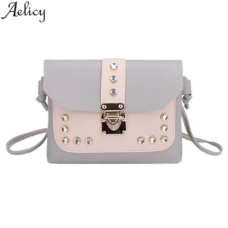 Woven rattan crossbody bags perfect for picnic outings -Hit Color Rhinestone Crossbody Bag Ladies