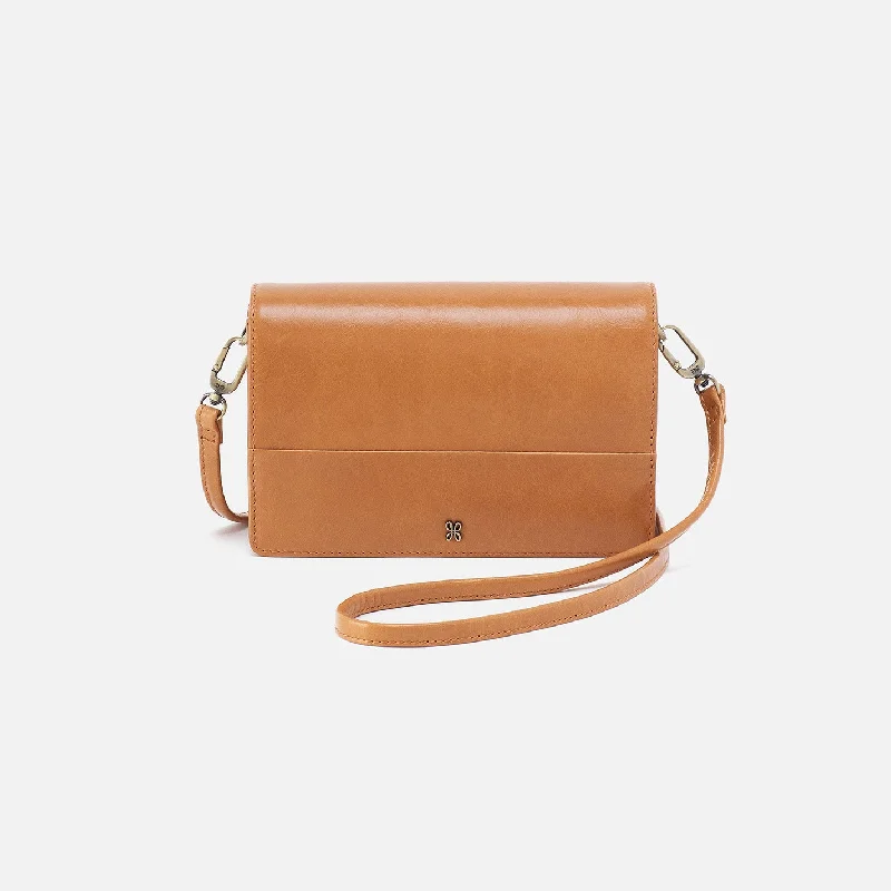 Vintage suede crossbody bags with bohemian fringe details -Jill Crossbody In Polished Leather - Natural