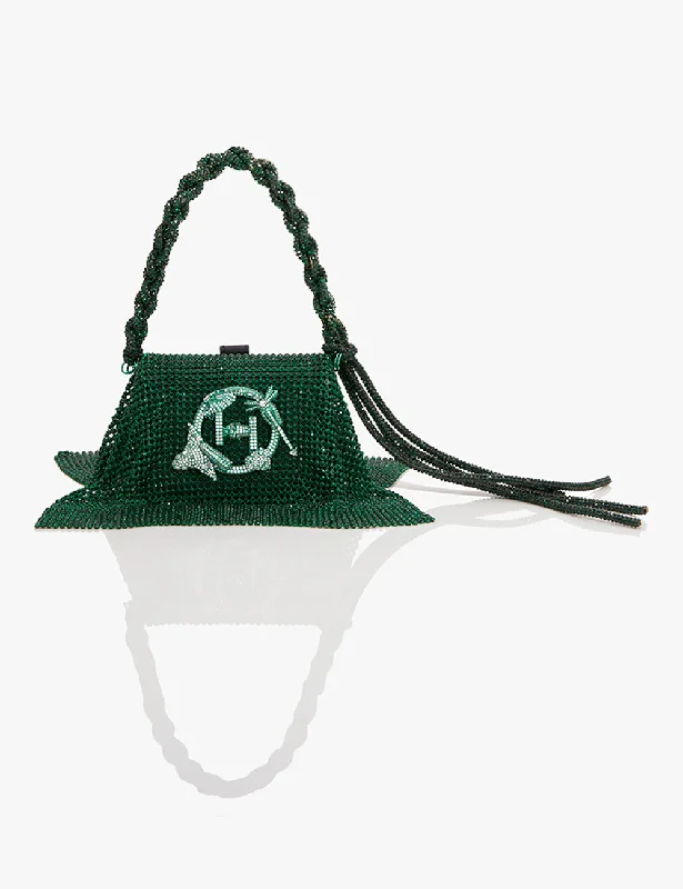 Eco-leather crossbody bags mimicking real hide sustainably -Kelly Green Crystal Furbie