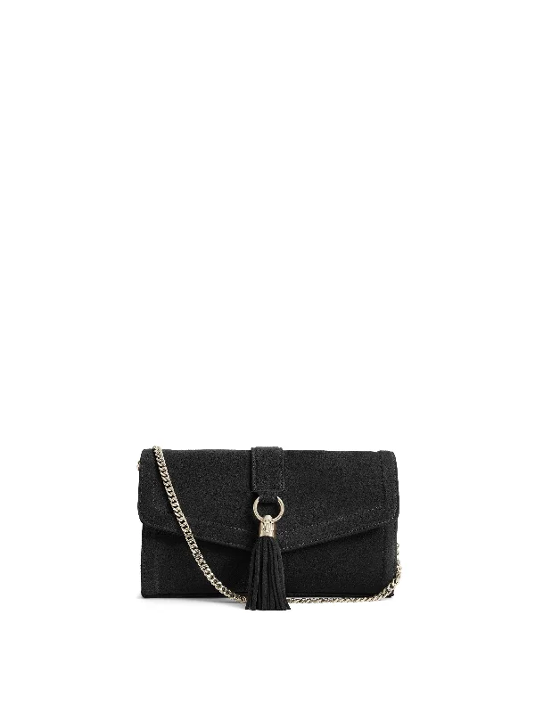 Sleek saddle crossbody bags with equestrian-inspired design -Langham Clutch - Black