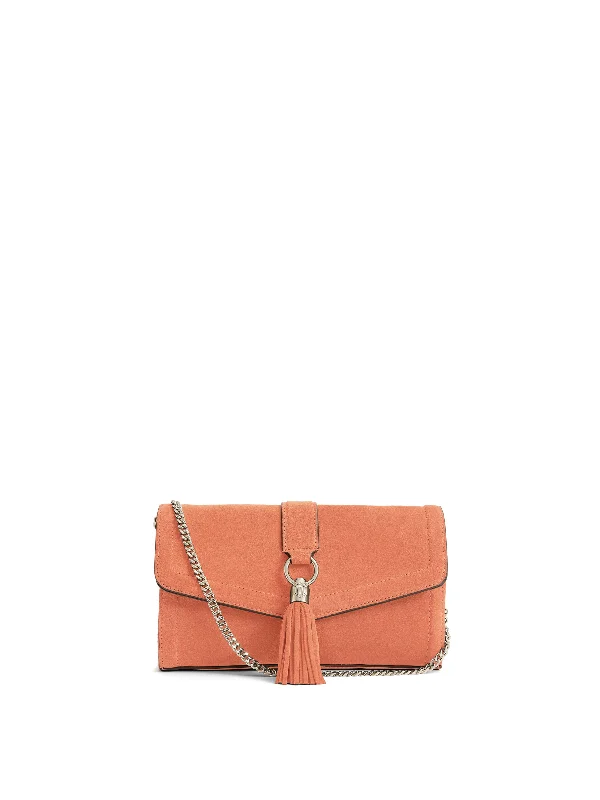 Fold-over flap crossbody bags with magnetic snap closures -Langham Clutch - Melon