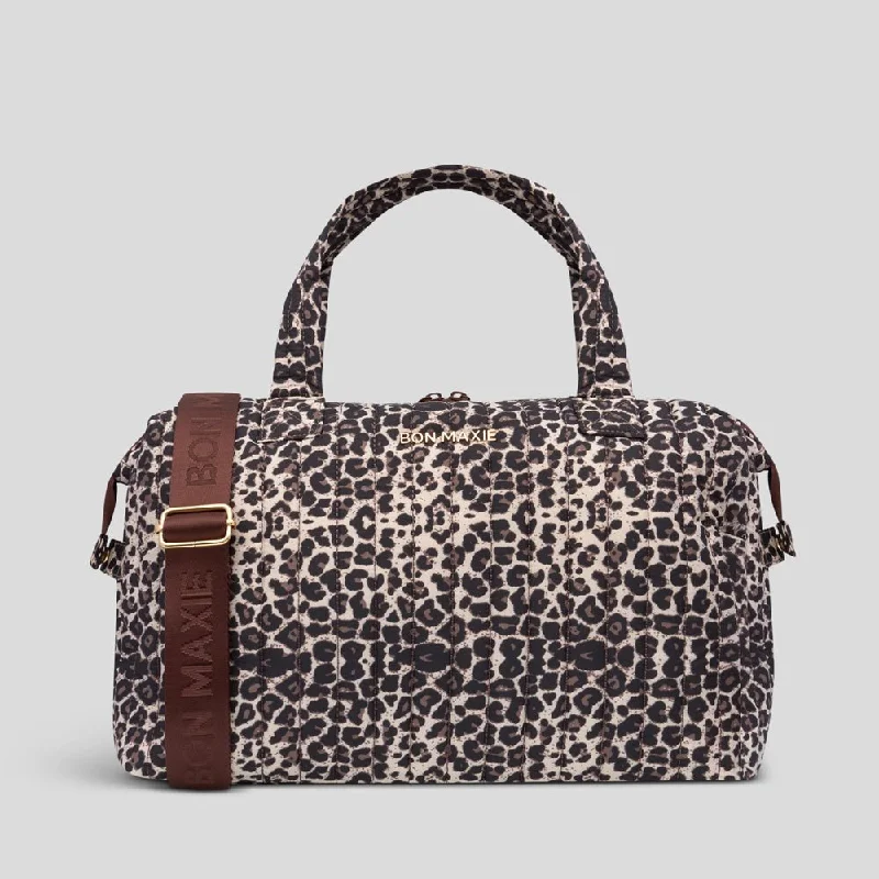 Convertible strap crossbody bags switching to backpack mode -Large Puffy Pillow Crossbody Bag -- Leopard