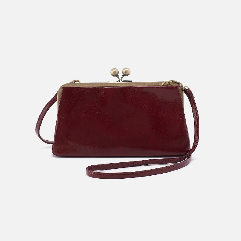 Woven rattan crossbody bags perfect for picnic outings -Lauren Frame Crossbody In Polished Leather - Winterberry