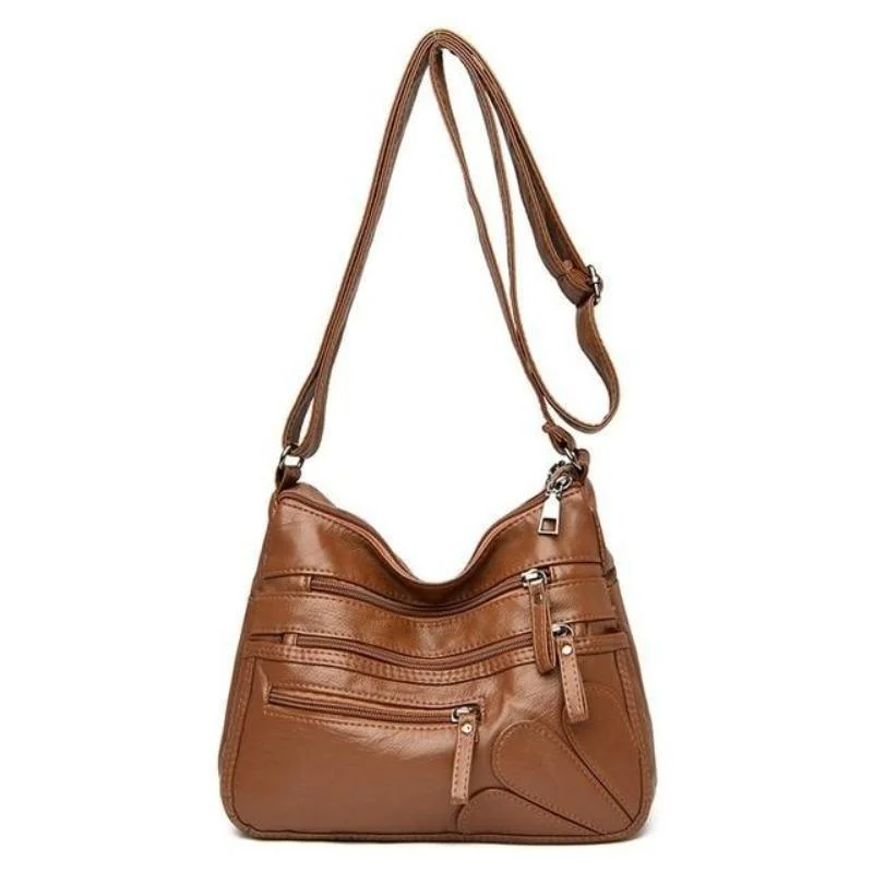 Adjustable strap crossbody bags blending comfort and style -Leather Shoulder Bags Multi-Layer