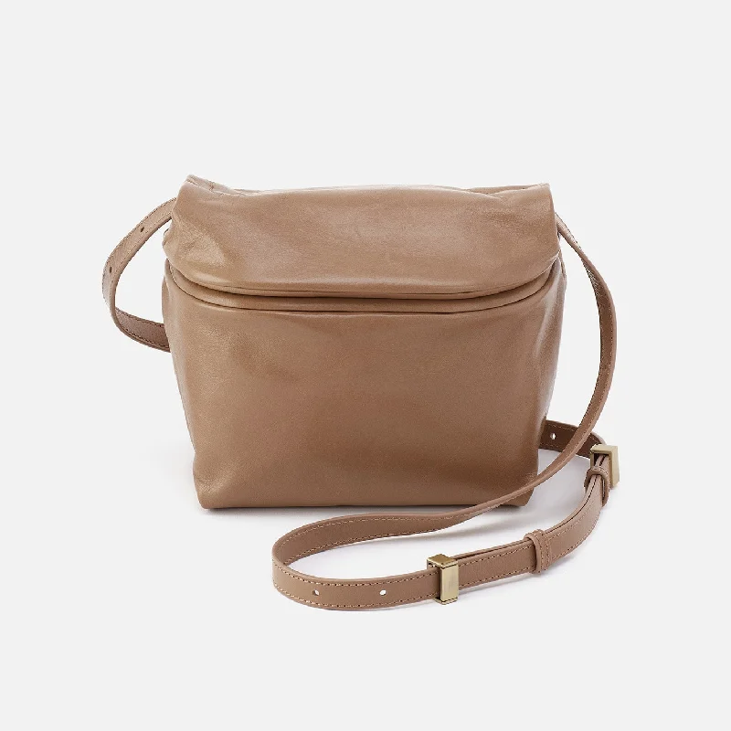 Compact nylon crossbody bags perfect for travel essentials -Logan Crossbody In Polished Leather - Cashmere